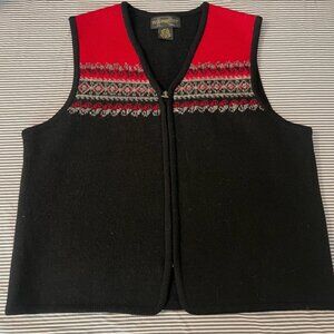 [Excellent Condition] Requirements Wool Vest - W's S - 100% Wool - Black/Rd/Gry